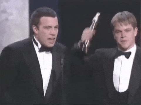 Happy Ben Affleck Matt Demon Oscars Award GIF