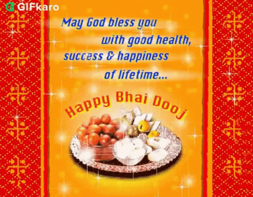 Happy Bhai Dooj Card With Plate Of Food GIF