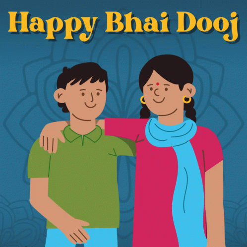 Happy Bhai Dooj Card With Two People GIF