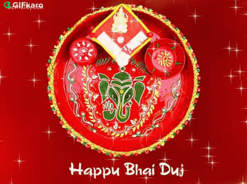 Happy Bhai Duj Card with Red Plate