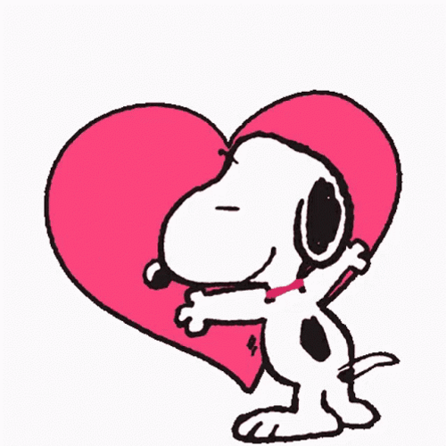 Happy Big Pink Heart Birthday For Snoopy GIF