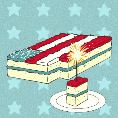 Happy Birthday America Cartoon Cake Sparkler GIF