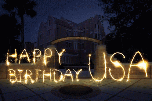 Happy Birthday America Sparkling Word Art GIF