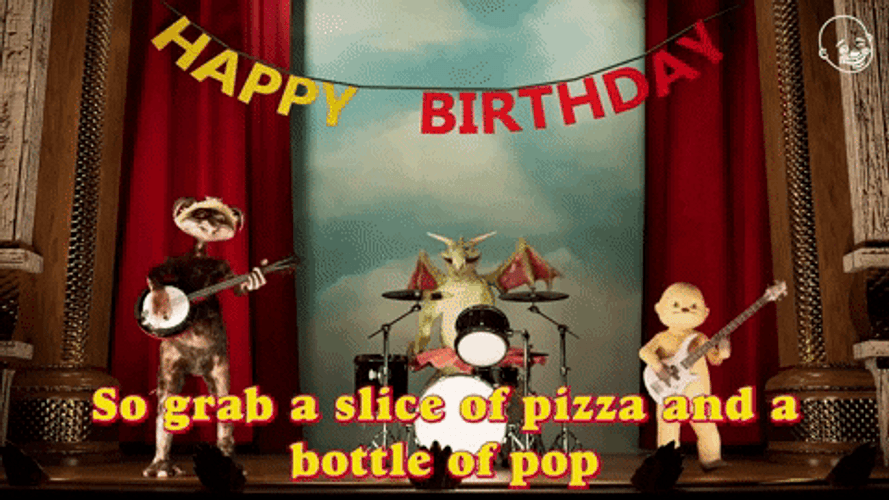 Happy Birthday Animal Party Pizza Tronic Band GIF