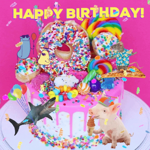 Happy Birthday Animated Animal Party GIF