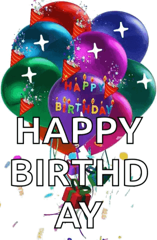 Happy Birthday Animated Dazzling Balloons GIF