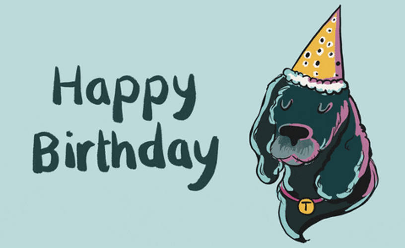 Happy Birthday Animated Dog Greetings GIF