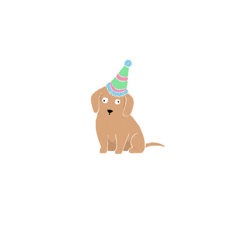 Happy Birthday Animated Puppy Party Hat GIF