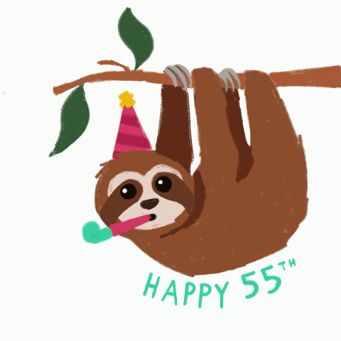 Happy Birthday Animated Upside Down Sloth GIF