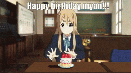 Happy Birthday Anime K-on Cast Cake GIF