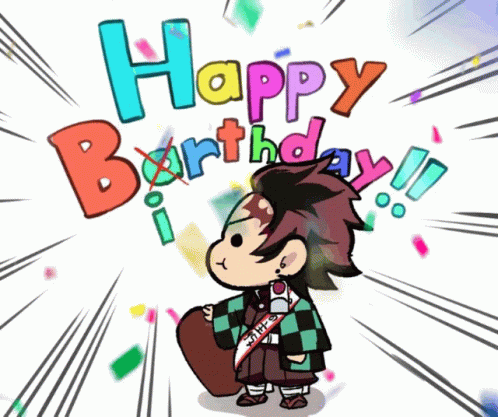 Happy Birthday Anime Tanjiro Confetti GIF