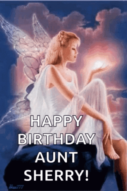 Happy Birthday Auntie Beautiful Angel Greeting GIF