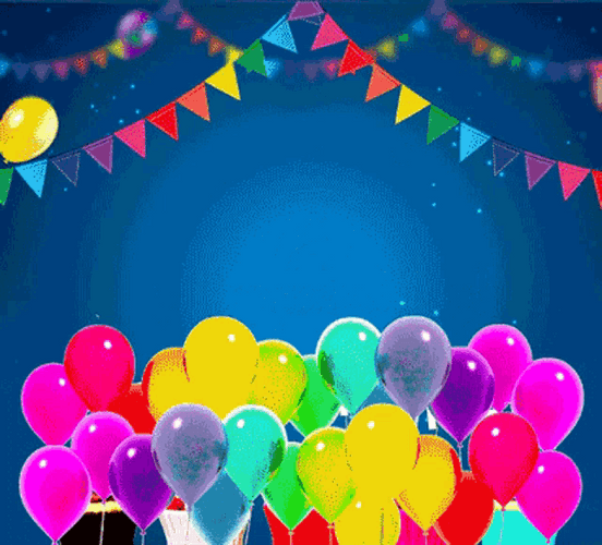 Happy Birthday Balloons And Cupcakes GIF