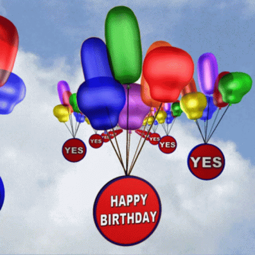 Happy Birthday Balloons In The Sky GIF