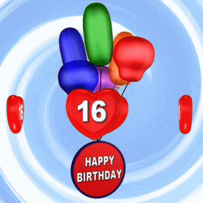 Happy Birthday Balloons With Different Shapes GIF