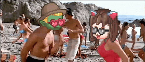 Happy Birthday Beach Cover Faces Party GIF