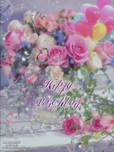 Happy Birthday Beautiful Bouquet Of Flowers GIF