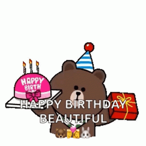 Happy Birthday Beautiful Cony Brown Bear GIF
