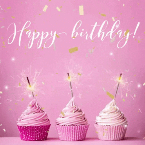 Happy Birthday Beautiful Pink Confetti GIF