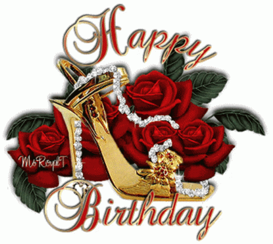 Happy Birthday Beautiful Red Rose Flowers GIF