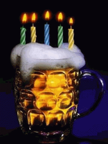 Happy Birthday Beer Cake And Candles GIF