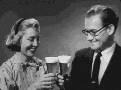 Happy Birthday Beer Cheers Vintage Couple GIF