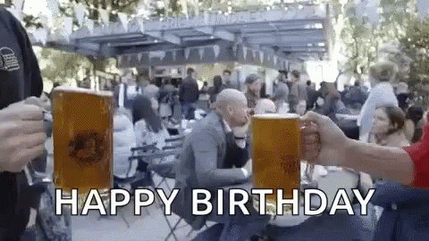 Happy Birthday Beer Clinking Cheers GIF