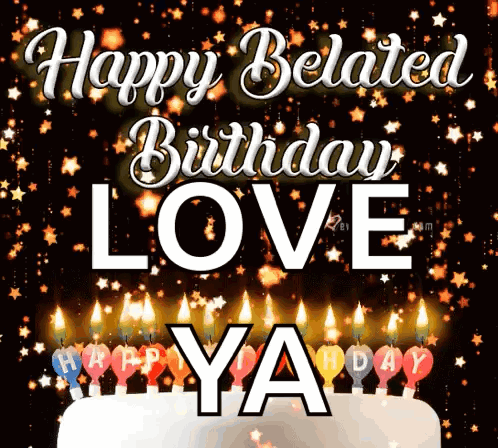 Happy Birthday Belated Cupcake Sparkler Card GIF