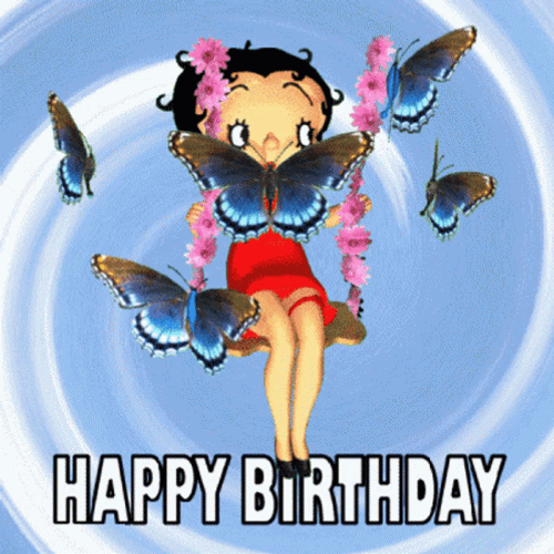 Happy Birthday Betty Boop Butterflies GIF
