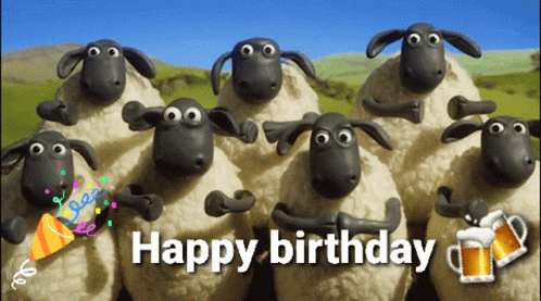 Happy Birthday Black Sheep Clapping Beer Glass GIF