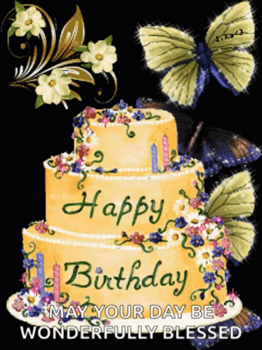 Happy Birthday Blessings With Cake GIF
