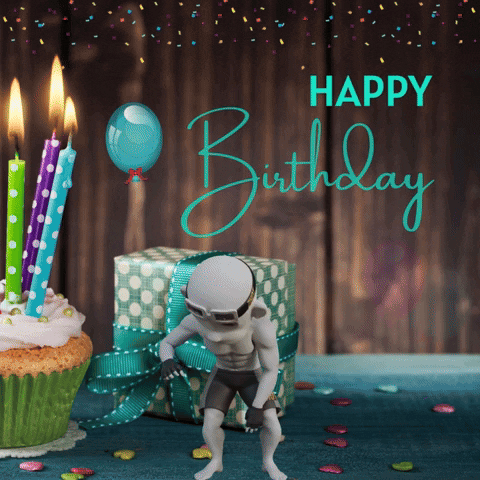 Happy Birthday Blessings Flexing His Muscle GIF