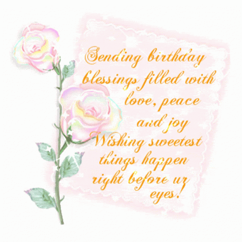 Happy Birthday Blessings Letter And Rose GIF