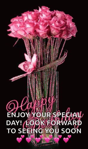Happy Birthday Blessings With Bunch Of Flowers GIF