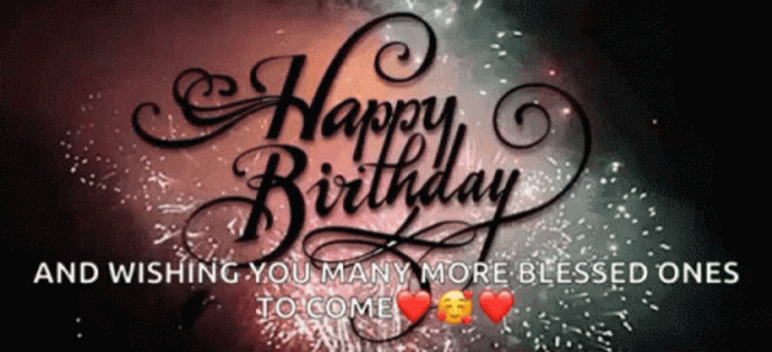 Happy Birthday Blessings With Fireworks GIF