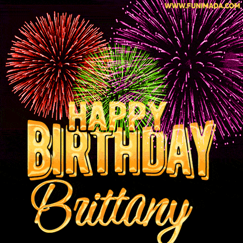 Happy Birthday Brittany Fireworks Greeting Card GIF