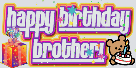 Happy Birthday Bro With Bear Carrying Cake GIF