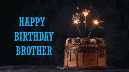 Happy Birthday Bro With Sparkle Cake GIF