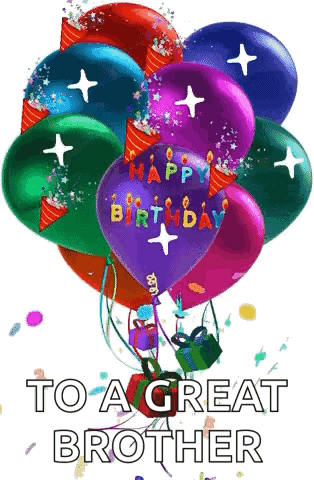 Happy Birthday Brother In Law Balloons With Confetti GIF