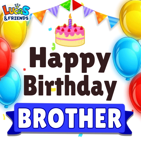 Happy Birthday Brother In Law Cake With Confetti GIF