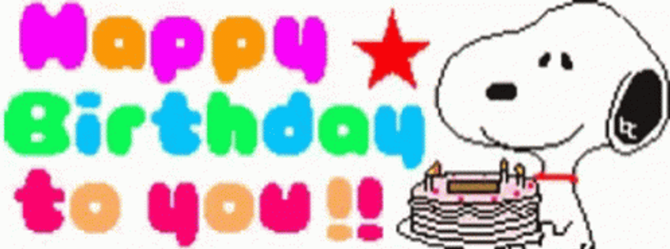 Happy Birthday Cake For Snoopy GIF