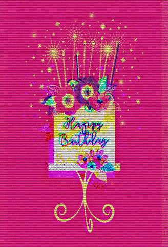 Happy Birthday Cake Glitch Aesthetic GIF
