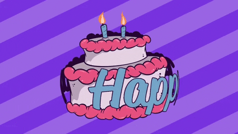 Happy Birthday Cake Spin Retro Art GIF