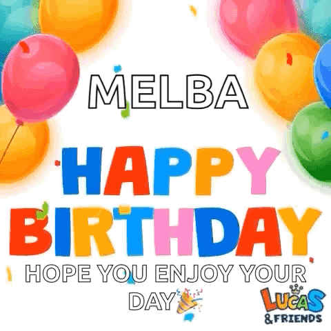 Happy Birthday Card for Melba With Balloons and Cone