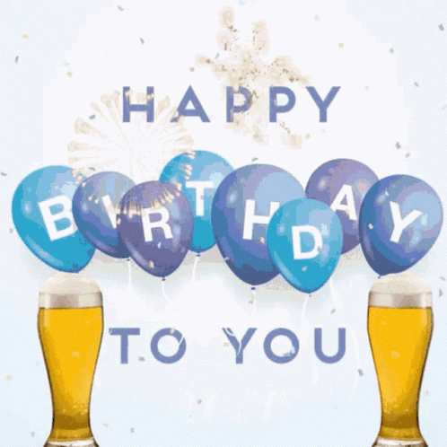 Happy Birthday Card With Balloons and Beer