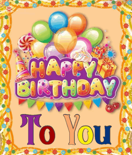 Happy Birthday Card With Balloons and Candy