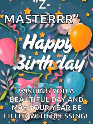 Happy Birthday Card With Balloons and Confetti