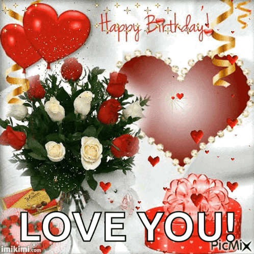 Happy Birthday Card With Bouquet of Roses