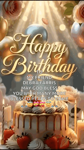 Happy Birthday Card With Cake and Candles