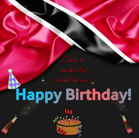 Happy Birthday Card With Cake and Champagne